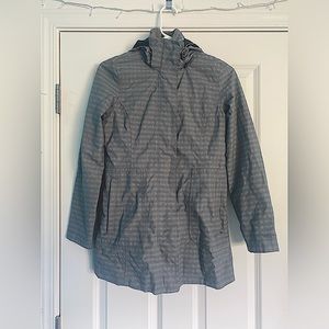 Marmot Womens Membrain Waterproof Hooded Full Zip Long Plaid Jacket, Gray XS